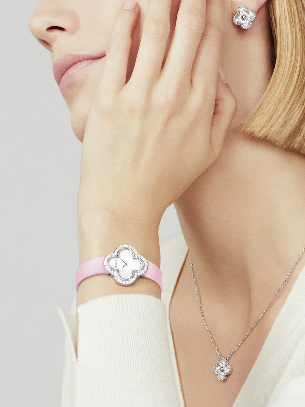 Fortune Clover Necklace Zirconia | Silver
