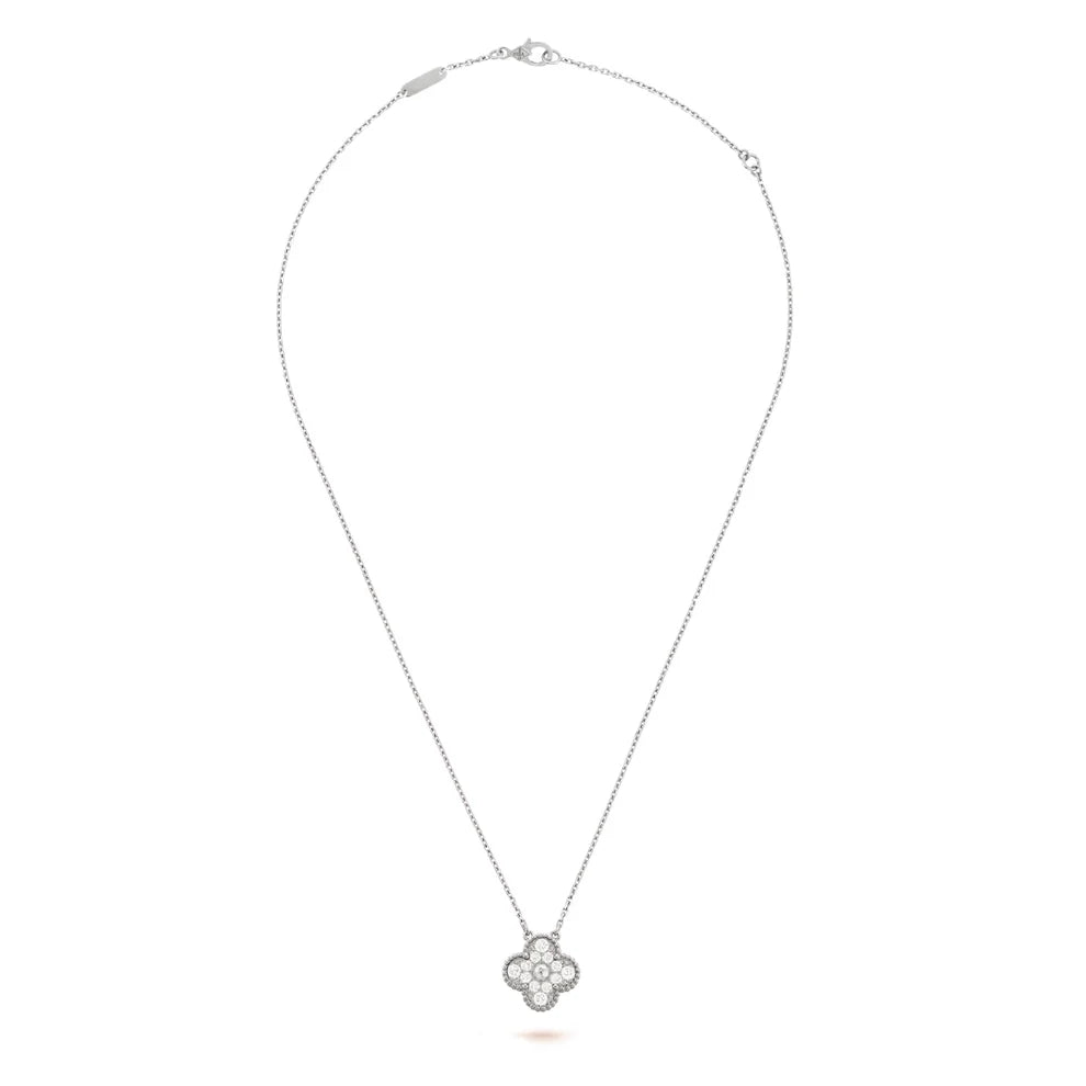 Fortune Clover Necklace Zirconia | Silver