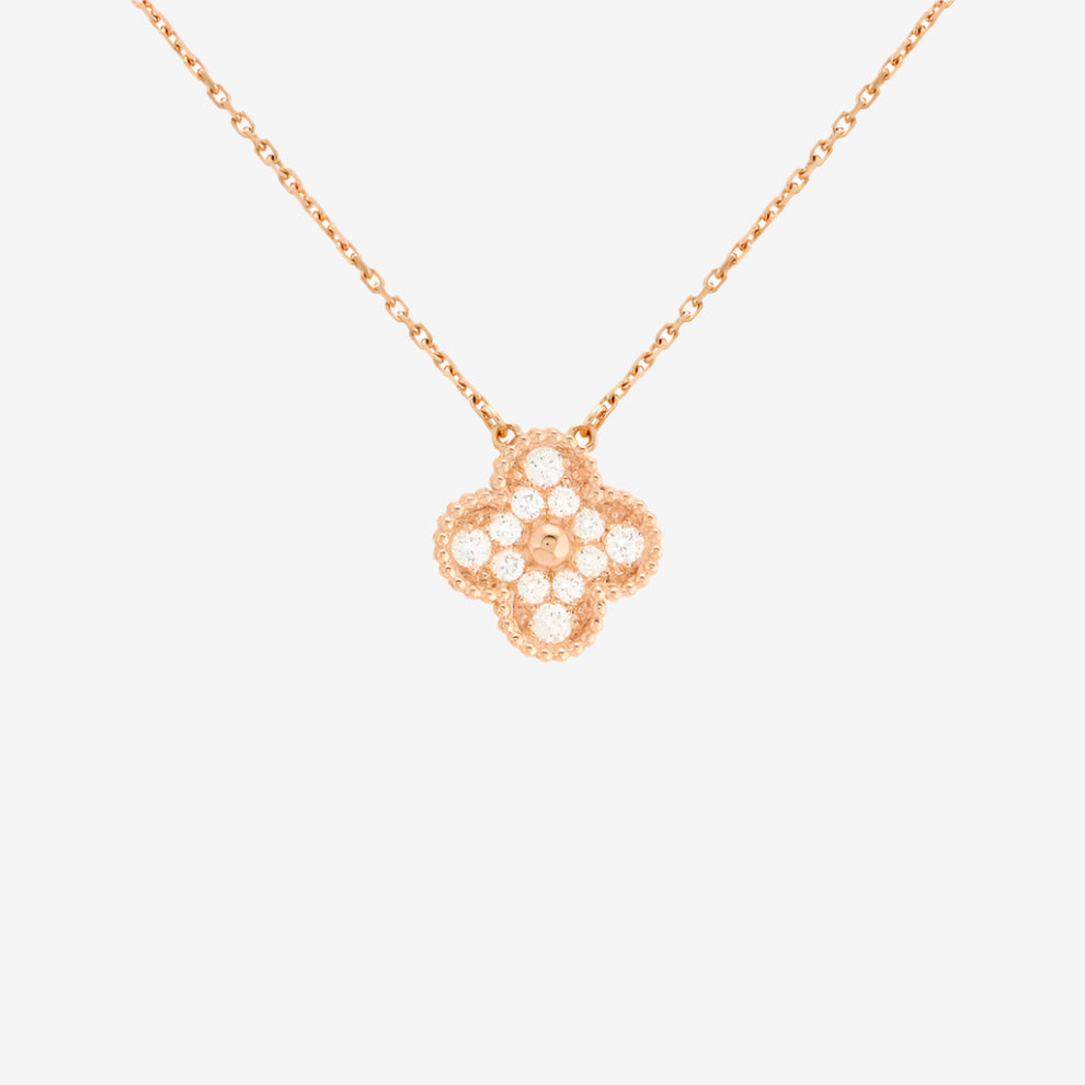 Fortune Clover Necklace Zirconia | Rose Gold