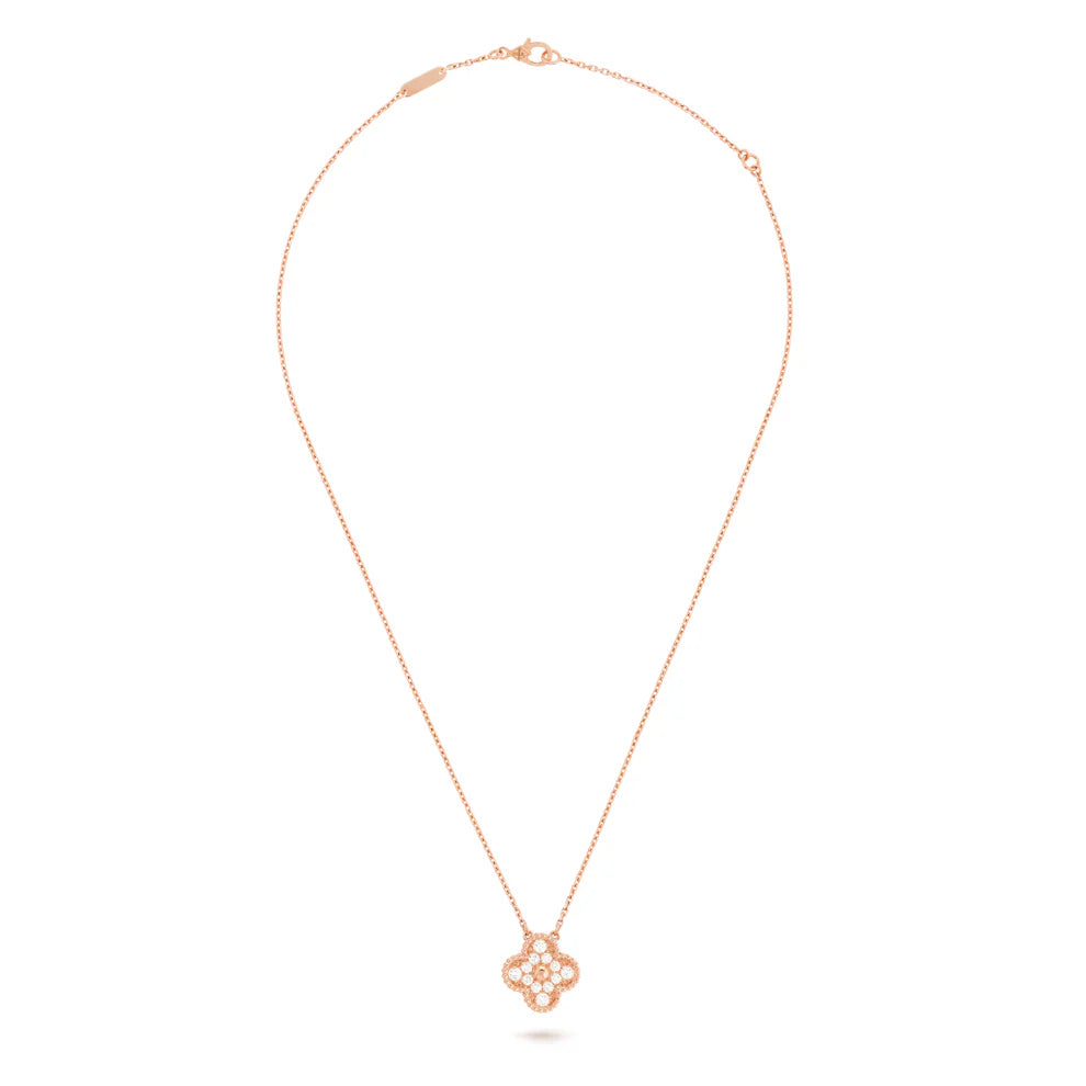 Fortune Clover Necklace Zirconia | Rose Gold