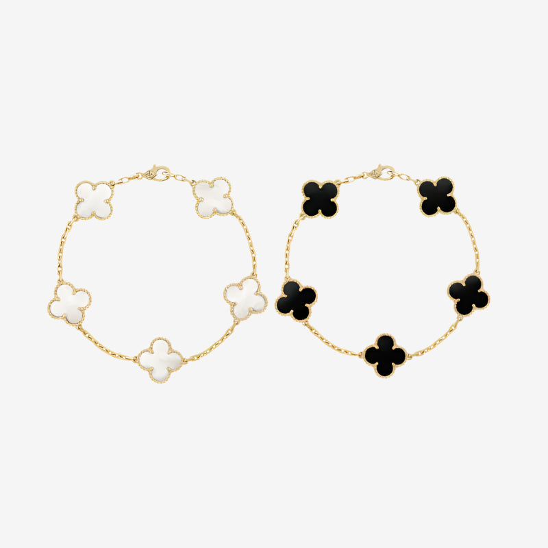 Fortune Clover Bracelet Set | White+Black