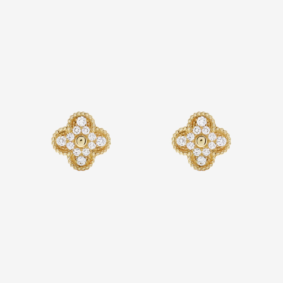 Fortune Clover Earrings Zirconia | Gold
