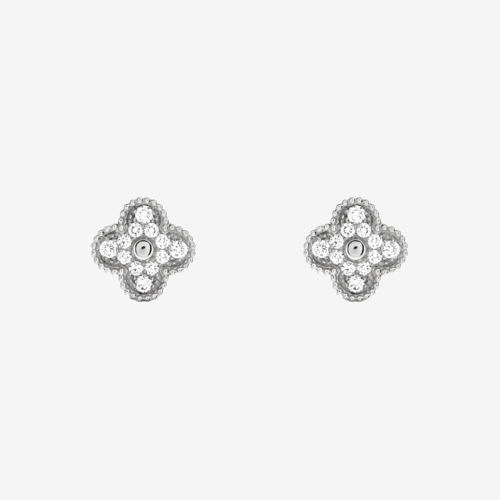 Fortune Clover Earrings Zirconia | Silver