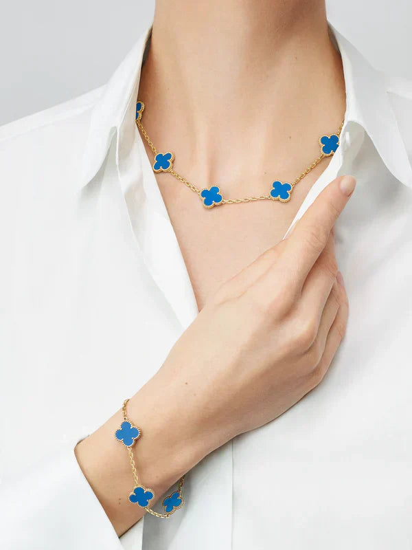 Luxurious Clover Necklace | Blue