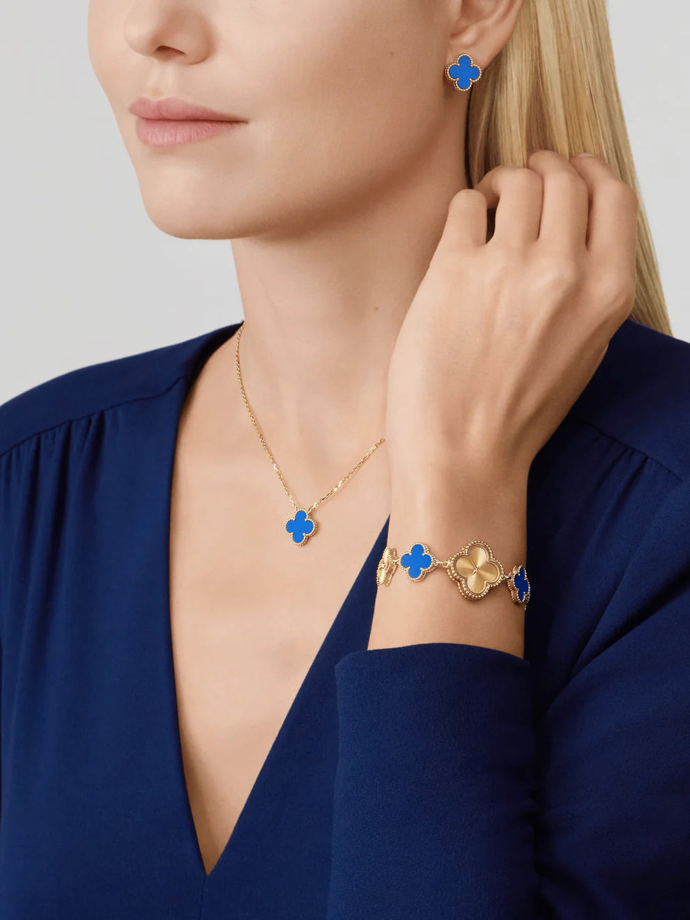 Fortune Clover Necklace | Blue&Gold