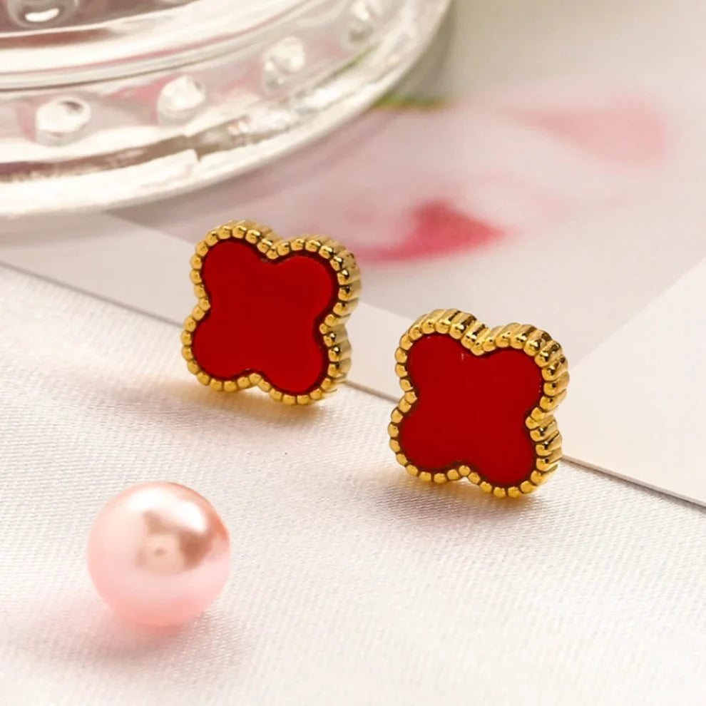 Fortune Clover Earrings | Red