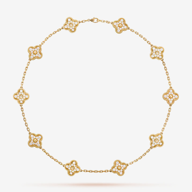 Luxurious Clover Necklace Zirconia | Gold
