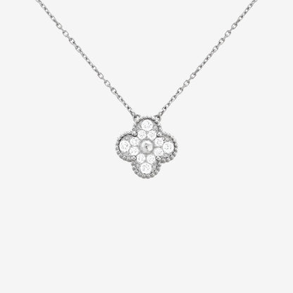 Fortune Clover Necklace Zirconia | Silver