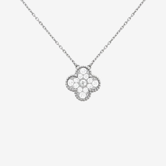 Fortune Clover Necklace Zirconia | Silver