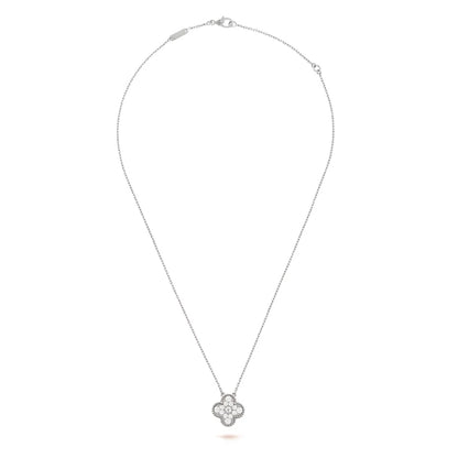 Fortune Clover Necklace Zirconia | Silver