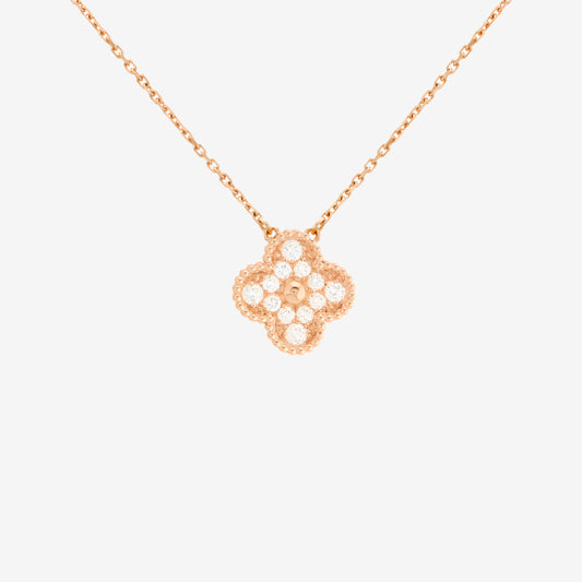 Fortune Clover Necklace Zirconia | Rose Gold
