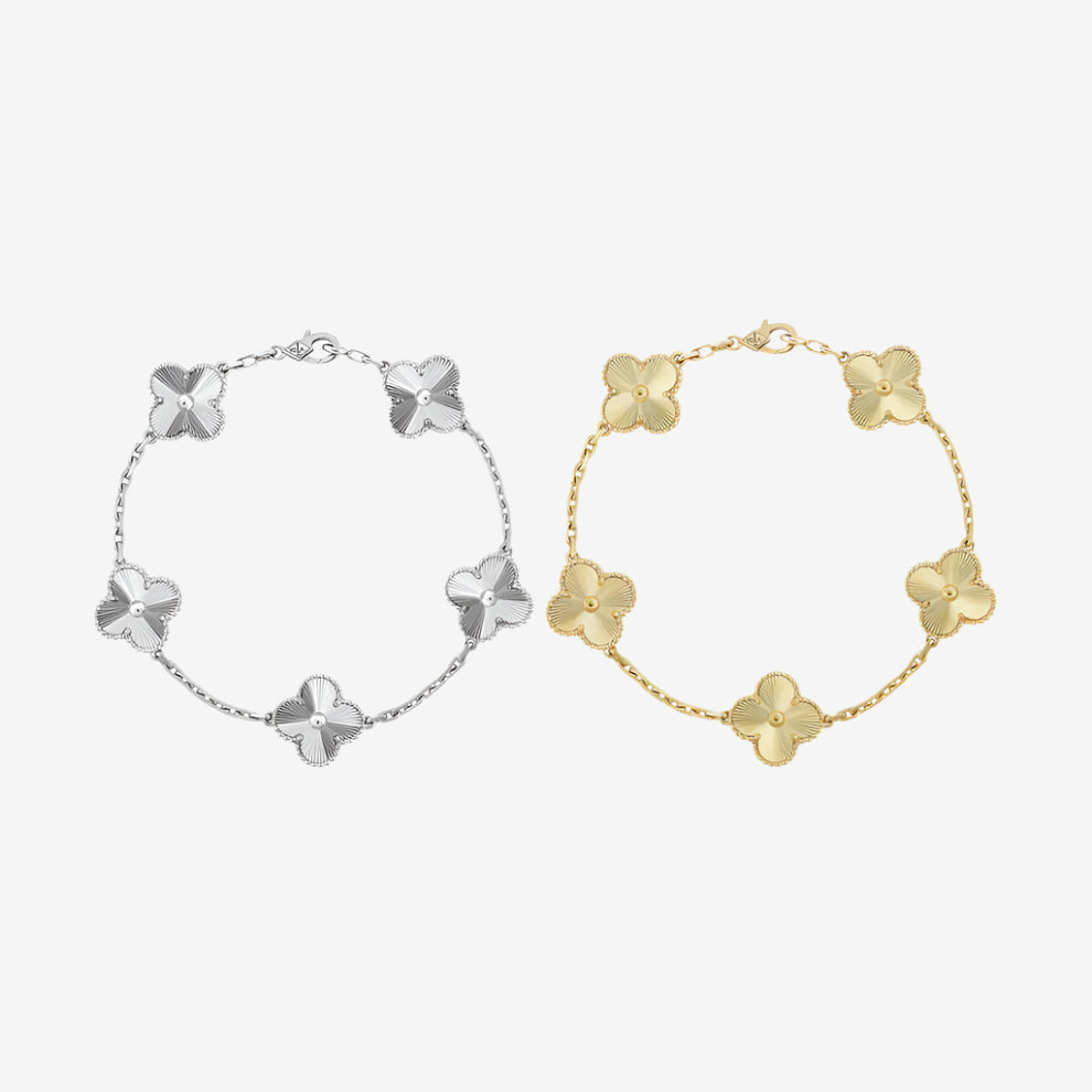 Fortune Clover Bracelet Set | White+Gold