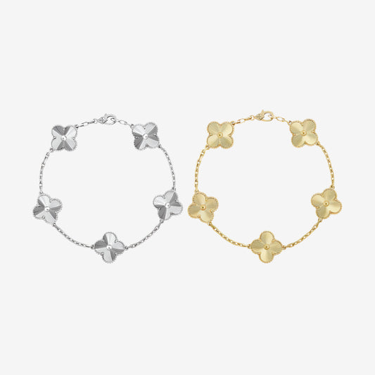 Fortune Clover Bracelet Set | White+Gold