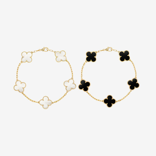 Fortune Clover Bracelet Set | White+Black