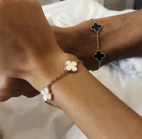 Fortune Clover Bracelet Set | White+Black