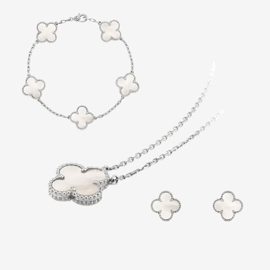 Celeste Clover Set | White&Silver