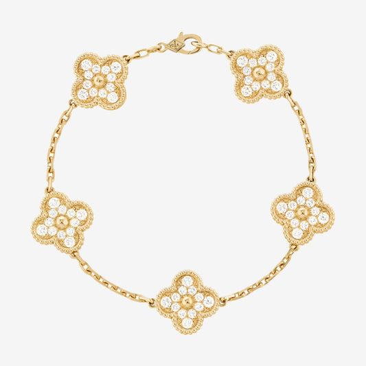 Fortune Clover Bracelet Zirconia | Gold