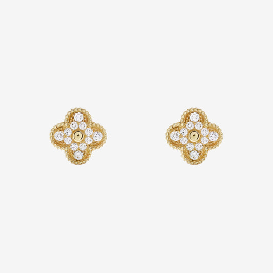 Fortune Clover Earrings Zirconia | Gold