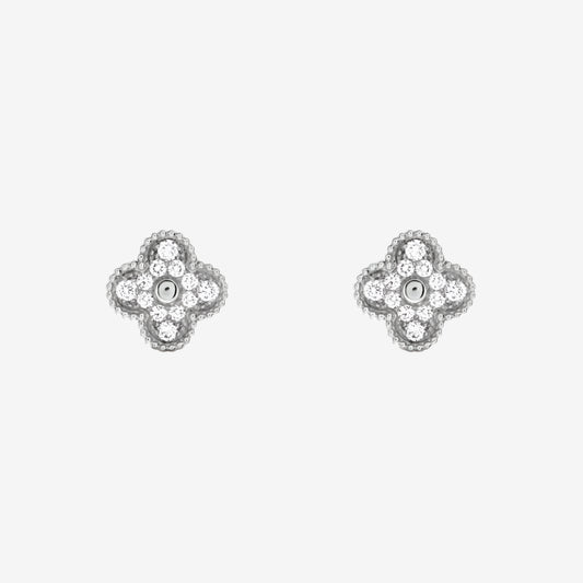 Fortune Clover Earrings Zirconia | Silver