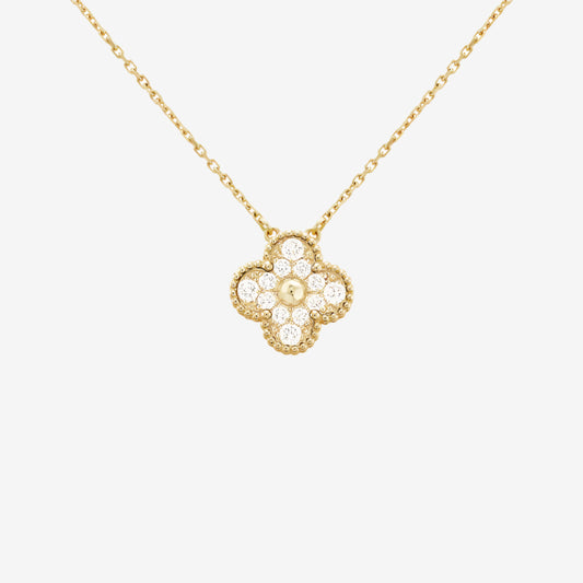 Fortune Clover Necklace Zirconia | Gold