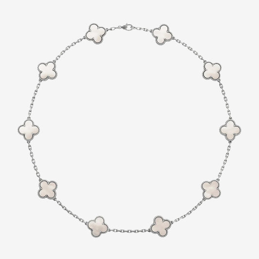 Luxurious Clover Necklace | White&Silver