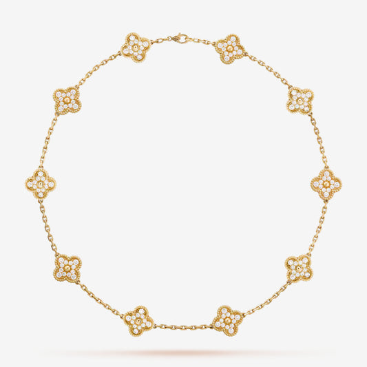 Luxurious Clover Necklace Zirconia | Gold