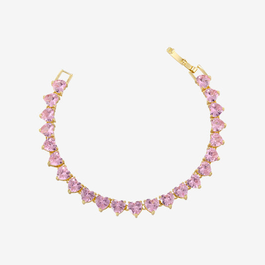 Pink Heart Tennis Bracelet